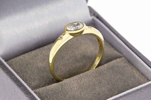 14 Karat Gold Damenring mit Zirkonia - 19,4 mm