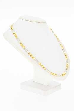 18 Karat Bicolor-Gold Figarokette - 49,9 cm, 22,4 g