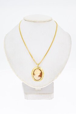 14 Karat Gold Vintage Cameo Anh&auml;nger - 4 cm