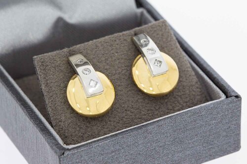 18 Karat Bicolor-Gold Ohrstecker Damen mit Diamant 0,20 ct