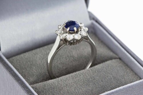18 Karat Gold Marquise-Ring mit Saphir - Ringgr&ouml;&szlig;e 54, 4,3 g