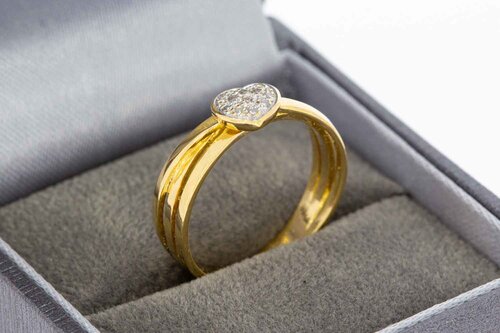 18 Karat Gold Herzring Damen mit Diamant - Ringgr&ouml;&szlig;e 17,1