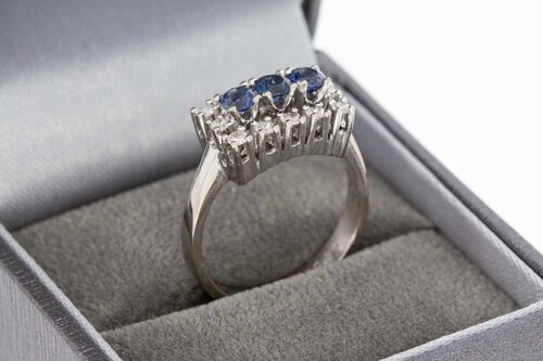 18 Karat Gold Marquise-Ring mit Saphir - Ringgr&ouml;&szlig;e 55