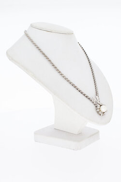 14 Karat Diamant Kette mit Perle - 45 cm