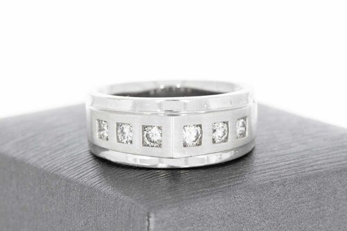 Bandring 585 Wei&szlig;gold mit Diamant - Ringgr&ouml;&szlig;e 57