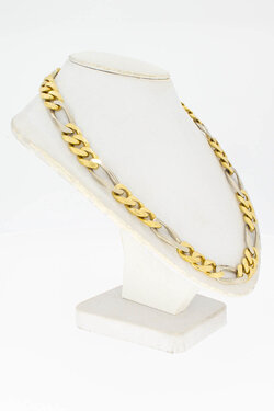 18 Karat Bicolor-Gold Figarokette Herren - 60,5 cm