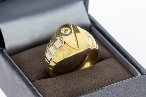 Breiter Statement-Ring Herren 585 Gold mit Zirkonia - Ringgr&ouml;&szlig;e 61