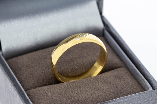 18 Karat Gold Bandring Damen mit Diamant - Ringgr&ouml;&szlig;e 55