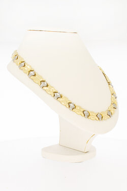 585 Bicolor-Gold Collier Damen mit Saphir - 46,5 cm
