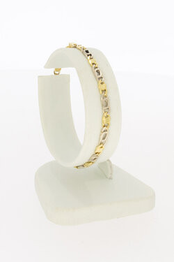 18 Karat Bicolor-Gold Figaroarmband Damen - 16,5 cm