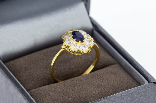 18 Karat Gold Marquise-Ring Damen mit Saphir - Ringgr&ouml;&szlig;e 55