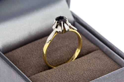 18 Karat Bicolor-Gold Ring Damen mit Saphir - Ringgr&ouml;&szlig;e 56