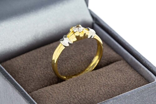 18 Karat Bicolor-Gold Ring Damen mit Diamant - Ringgr&ouml;&szlig;e 53
