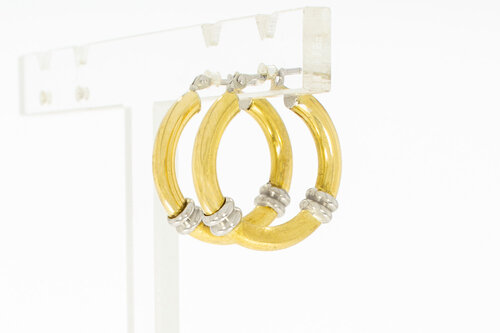 18 Karat Bicolor-Gold Ohrringe Damen - 2 cm