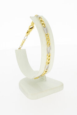 18 Karat Bicolor-Gold Figaroarmband - 22,5 cm