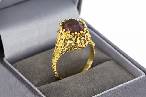 18 Karat Gold Marquise-Ring mit Amethyst - Ringgr&ouml;&szlig;e 57