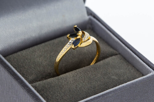 18 Karat Bicolor-Gold Ring Damen mit Saphir - Ringgr&ouml;&szlig;e 52