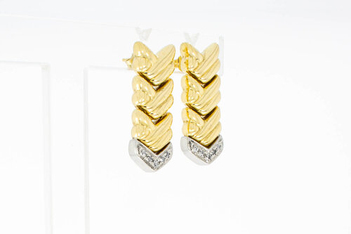 18 Karat Bicolor-Gold Ohrh&auml;nger Damen mit Saphir - 2,8 cm