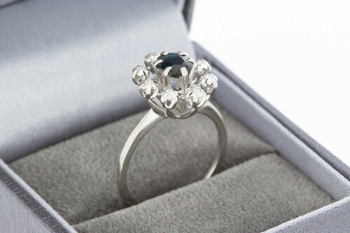 18 Karat Gold Marquise-Ring Damen mit Saphir - Ringgr&ouml;&szlig;e 54