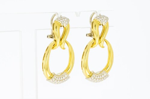 18 Karat Bicolor-Gold Ohrringe Damen mit Diamant - 3,9 cm