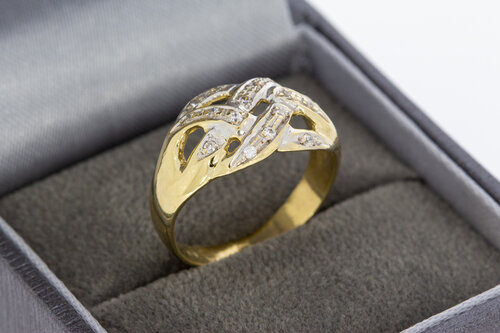 Bandring Damen 585 Bicolor-Gold mit Zirkonia - Ringgr&ouml;&szlig;e 55