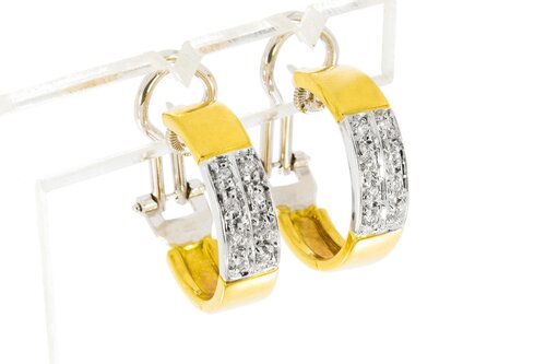 18 Karat Bicolor-Gold Creolen Damen mit Diamant - 2 cm