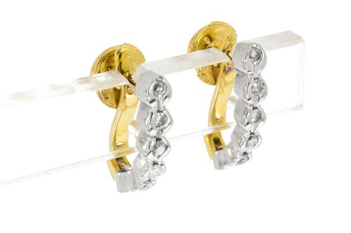 18 Karat Bicolor-Gold Ohrh&auml;nger Damen mit Diamant 0,30 ct
