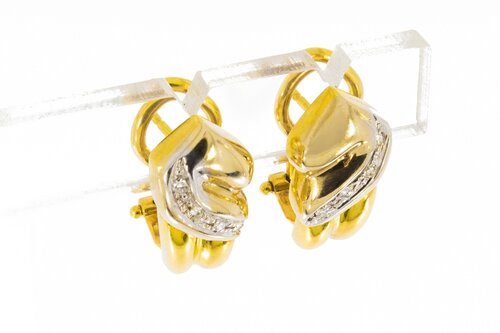 18 Karat Bicolor-Gold Ohrclips Damen mit Diamant - 1,8 cm