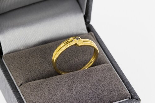 18 karaat diamant ring dames - 17,2 mm