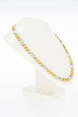 18 Karat Bicolor-Gold Figarokette Herren - 50,5 cm