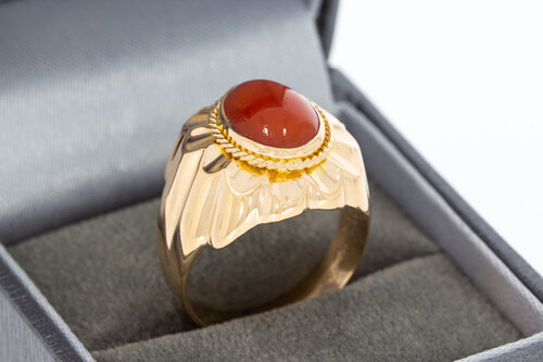 18 Karat Gold Marquise-Ring Damen mit Koralle - Ringgr&ouml;&szlig;e 59