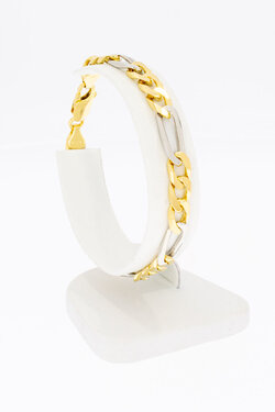 18 Karat Bicolor-Gold Figaroarmband - 19,2 cm