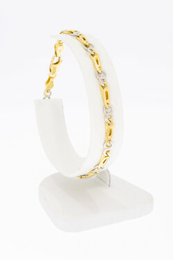 18 Karat Bicolor-Gold Falkenaugenarmband - 19,7 cm