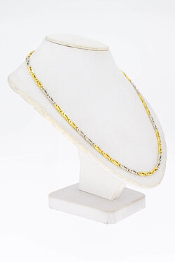18 Karat Bicolor-Gold Falkenaugenkette - 88,9 cm