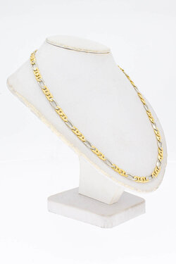 18 Karat Bicolor-Gold Figarokette Herren - 61,1 cm