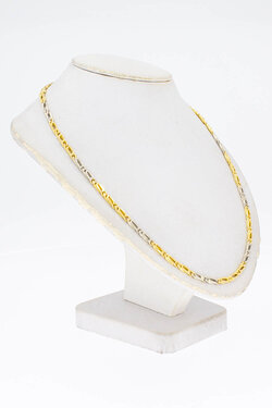 18 Karat Bicolor-Gold Falkenaugenkette - 59,9 cm