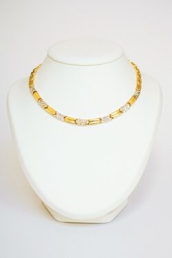 18 Karat Bicolor-Gold Collier Damen mit Diamant - 42 cm