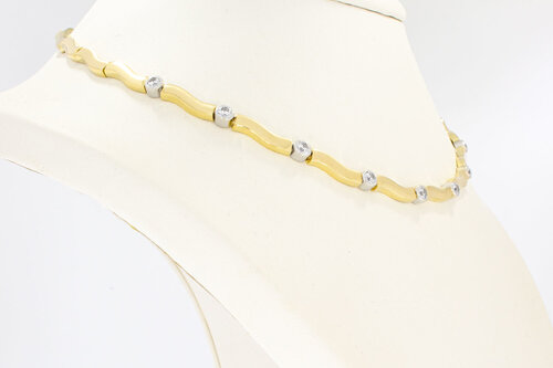 585 Bicolor-Gold Fantasiekette Damen mit Zirkonia - 41,4 cm
