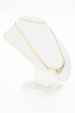585 Bicolor-Gold Collier Damen mit Diamant 0,04 ct - 44,5 cm