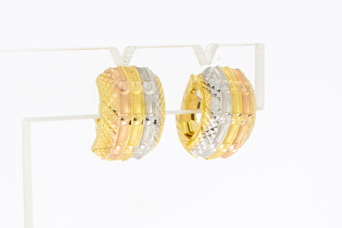 18 Karat Tricolor-Gold Creolen Damen - 1,3 cm