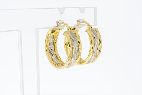 Breite Creolen Damen 750 Bicolor-Gold - 2,2 cm