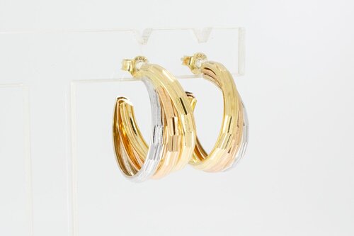 Breite Creolen Damen 585 Tricolor-Gold - 2,2 cm