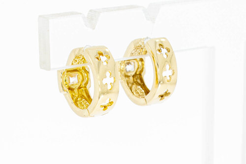 Creolen 585 Gold mit Zirkonia - 1,4 cm