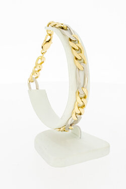 18 Karat Bicolor-Gold Figaroarmband - 22,1 cm