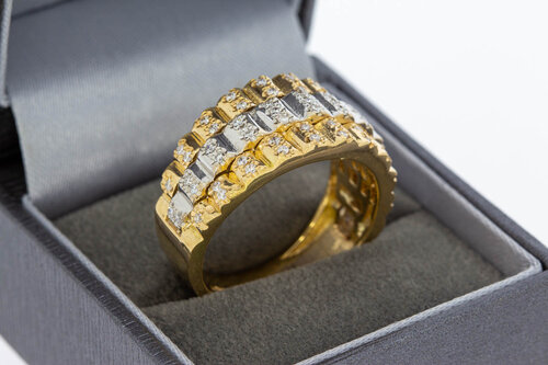 18 Karat Bicolor-Gold Ring Herren mit Diamant - Ringgr&ouml;&szlig;e 66