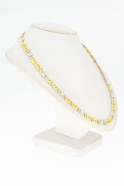 18 Karat Bicolor-Gold Falkenaugenkette Herren - 66,2 cm