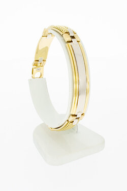 18 Karat Bicolor-Gold Armband mit Namenspl&auml;ttchen - 22 cm
