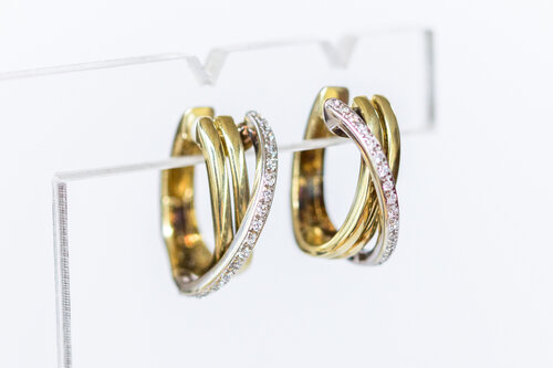 Creolen Damen 375 Bicolor-Gold mit Zirkonia - 1,6 cm