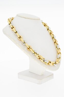 585 Bicolor-Gold Ankerkette Damen mit Lapislazuli - 45 cm