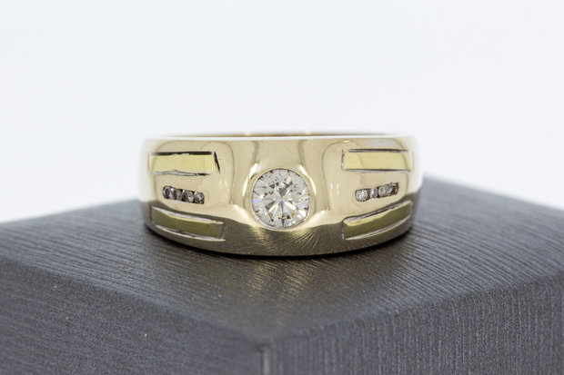 18 Karaat gouden Statement ring met diamant - 21,2 mm